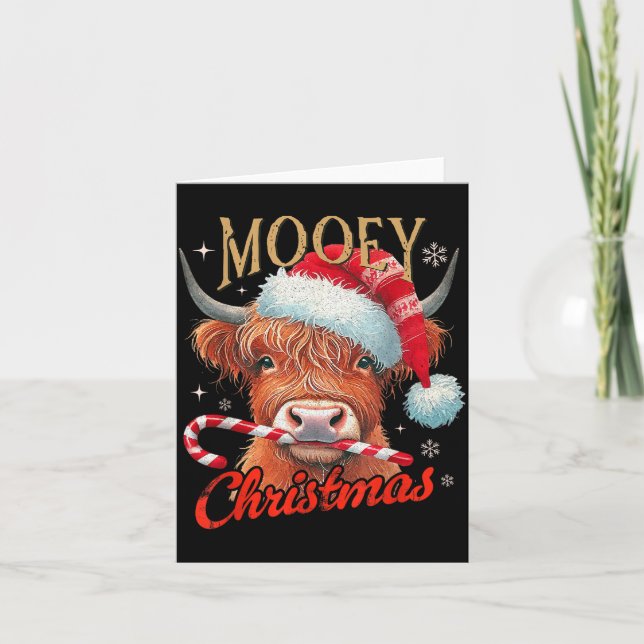 Cartão Mooey Christmas Highland Cow Design Xmas Cow Lover (Frente)