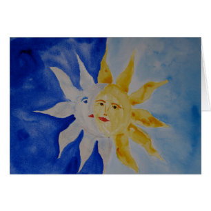 Cartão Moon And Sun Watercolor