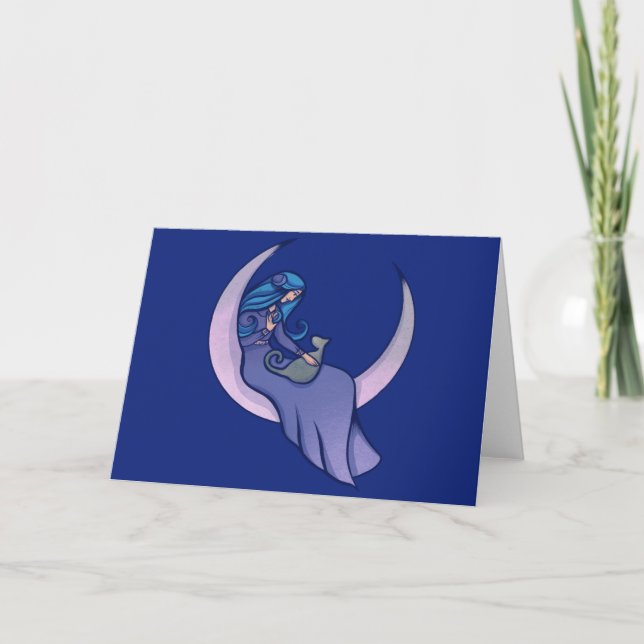 Cartão Moon Witch MoonChild Pagan Wicca Art (Frente)