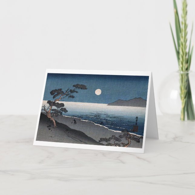 Cartão Moonlight and Lonely Shore, Hiroshige, Ukiyo-e (Frente)