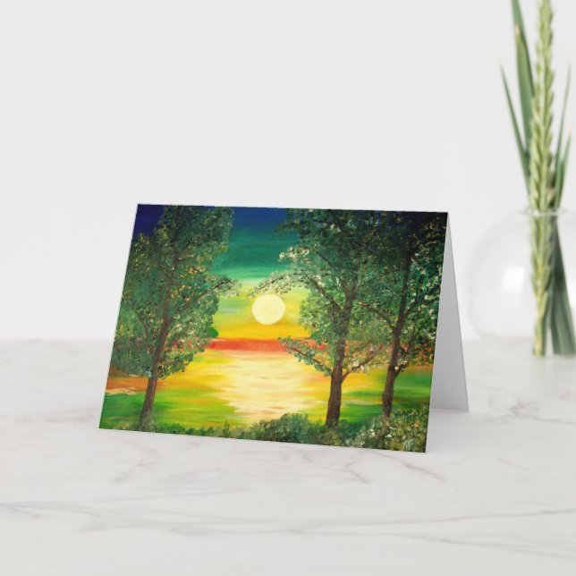 Cartão Moonlight over The Lake - Greeting Card (Frente)