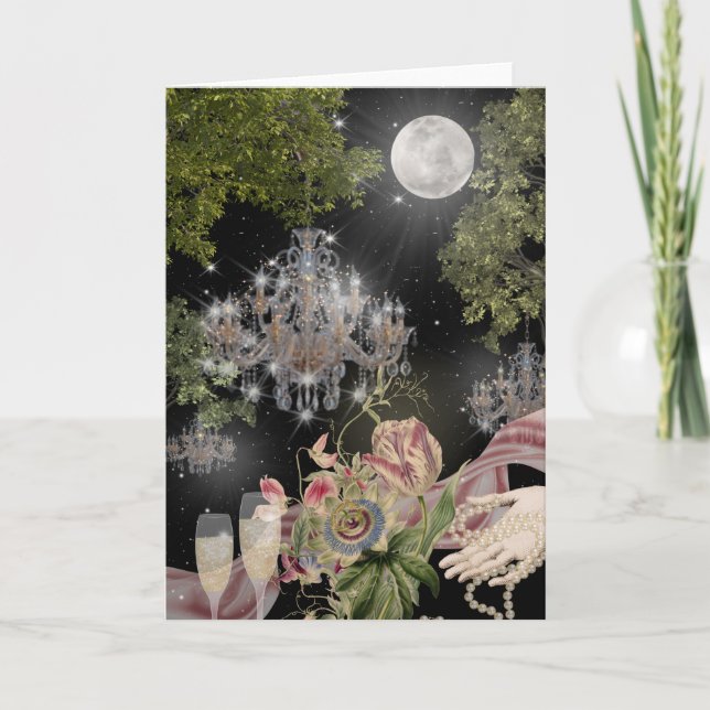 Cartão Moonlit Elegance in a Garden Folded Greeting Card (Frente)