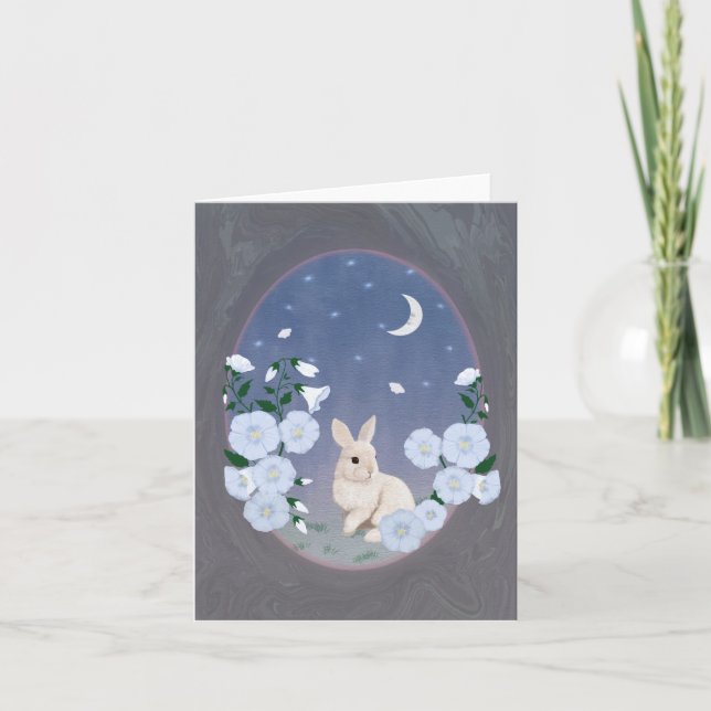 Cartão Moonlit Garden Bunny Small Greeting Card  (Frente)