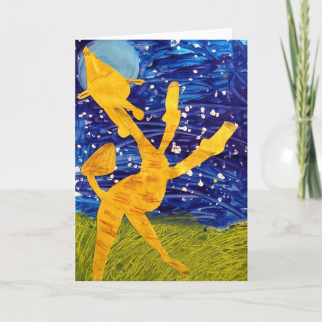 Cartão Moonlit Giraffe - Artwork by Carter - Age 7 (Frente)