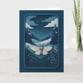 Cartão Moonlit Moth in Winter Forest Card