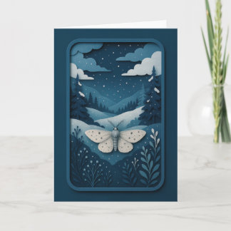 Cartão Moonlit Moth in Winter Forest Card