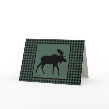 Moose Silhouette Green e Black Check