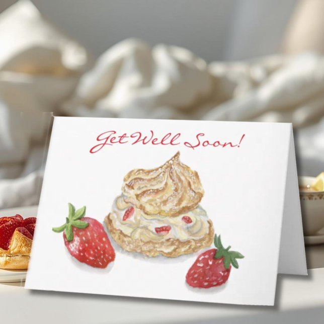 Cartão Morango Aquarela Fica Bem Em Breve (Criador carregado)