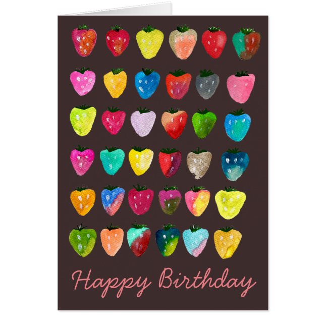 Cartão Morango doce doce fruta doce aquarela (Frente)