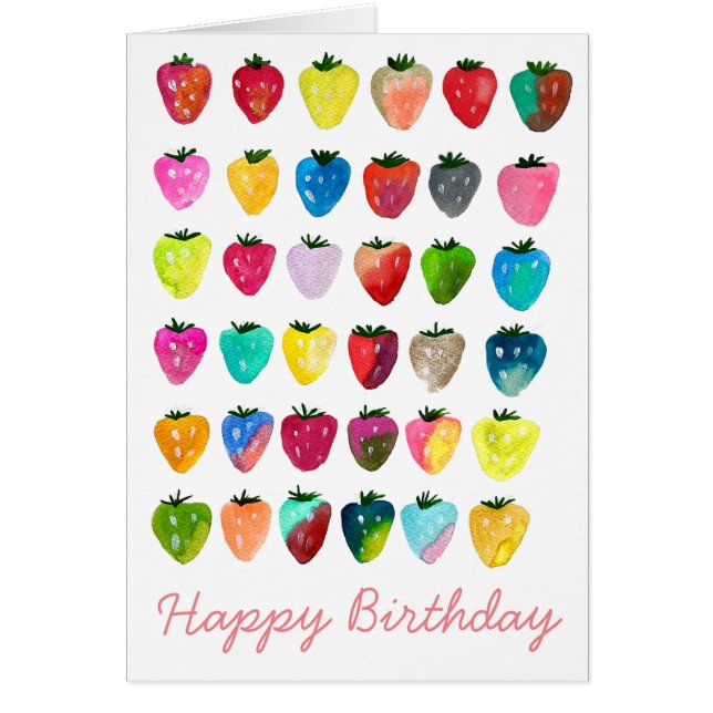 Cartão Morango doce doce fruta doce aquarela (Frente)