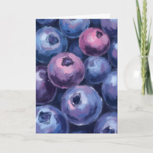 Cartão Morangos Azuis Lindos Pintura de Frutas