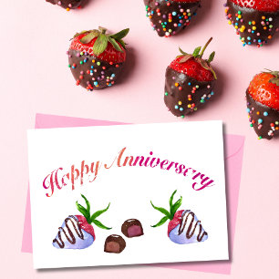 Cartão Morangos com Chocolate de Feliz Aniversário