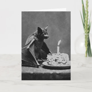 Cartão Morcego com Bolo de Aniversário