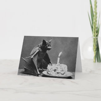 Cartão Morcego com Bolo de Aniversário