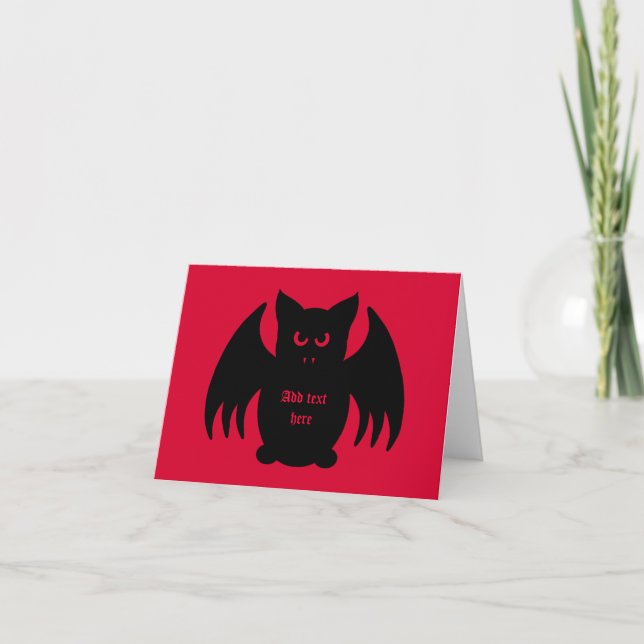 Cartão morcego Dia de as Bruxas engraçado preto-vampiro e (Frente)