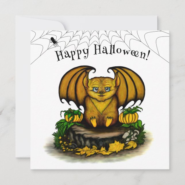 Cartão Morcego fofo de Halloween (Frente)