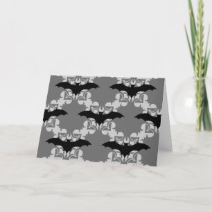 Cartão Morcego gótico Elegante Halloween em damask