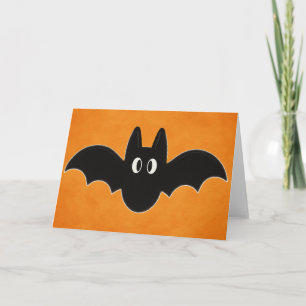 Cartão Morcego Preto em Fundo Laranja