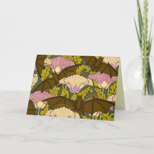 Cartão Morcegos e Flores Art Nouveau