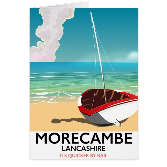 Cartão Morecambe, poster de viagens de terras retiradas d (Frente)