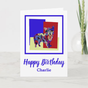 Cartão Morkie Dog Silhouette Red Blue Yellow Birday