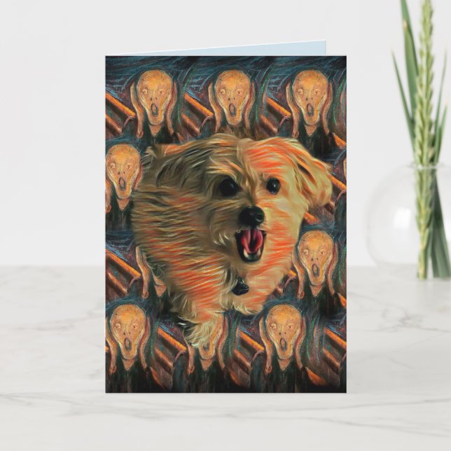 Cartão Morkie Dog "The Scream" Funny 50 Birthday Card (Frente)