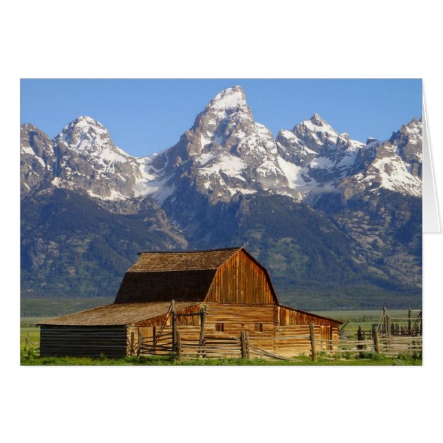 Cartão Mórmon Row Barn com Teton Range (Frente Horizontal)