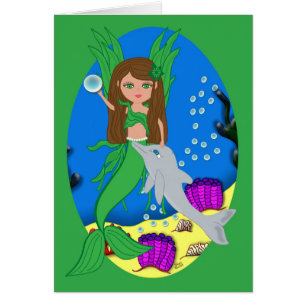 Cartão Morrigan o Merfaery e o golfinho carda
