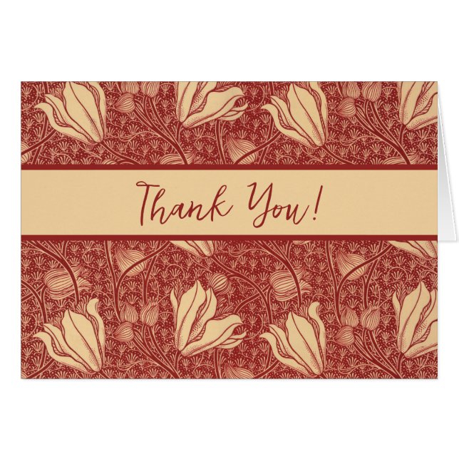 Cartão Morris Inspirou Lily Flower Botânica Têxtil (Frente Horizontal)