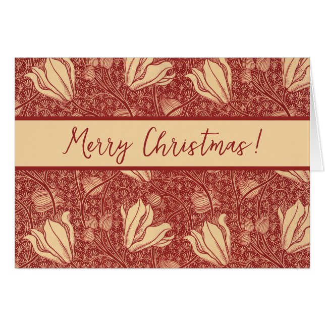 Cartão Morris Inspirou Lily Flower Botânica Têxtil (Frente Horizontal)