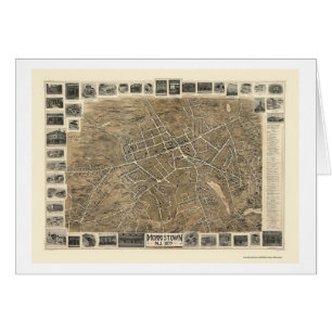 Cartão Morristown, mapa panorâmico de NJ - 1899
