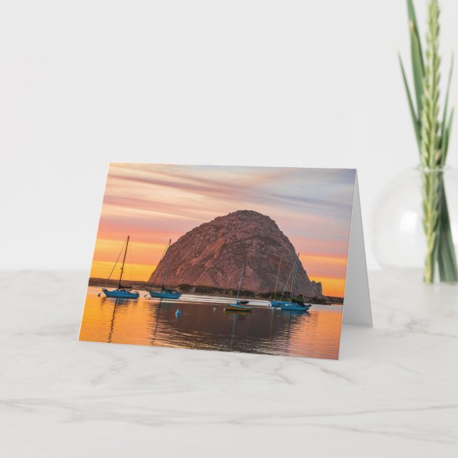Cartão Morro Bay no Sunset Greeting Card (Frente)