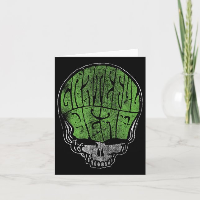 Cartão Morto Grateful Stealie Green Verde Stealie Skull V (Frente)