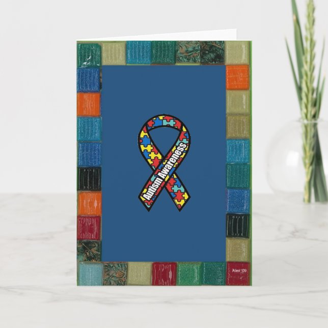 Cartão Mosaic Frame For Autism Awareness (Frente)