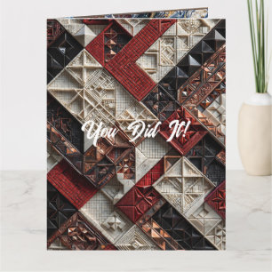 Cartão Mosaico Diagonal Vermelho Branco Preto e Cobre