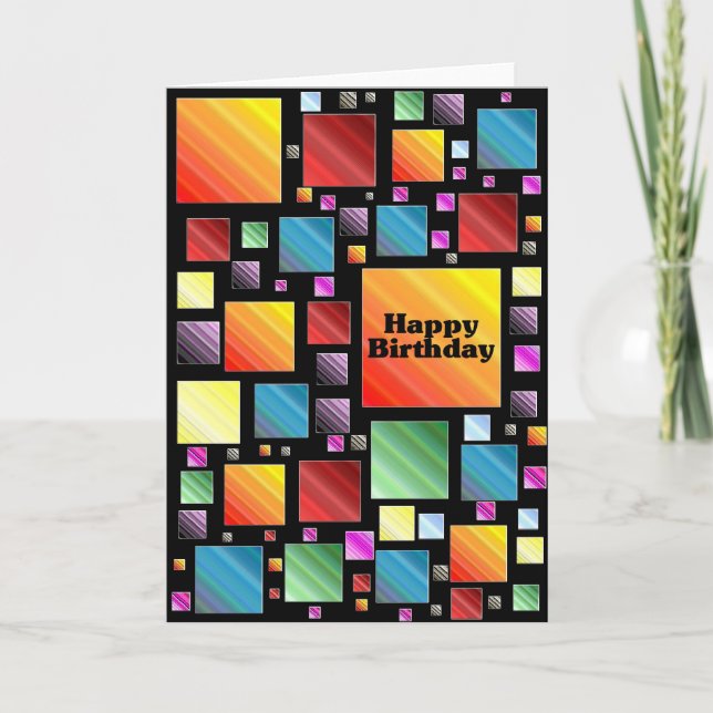 Cartão Mosaico Feliz Aniversário (Frente)