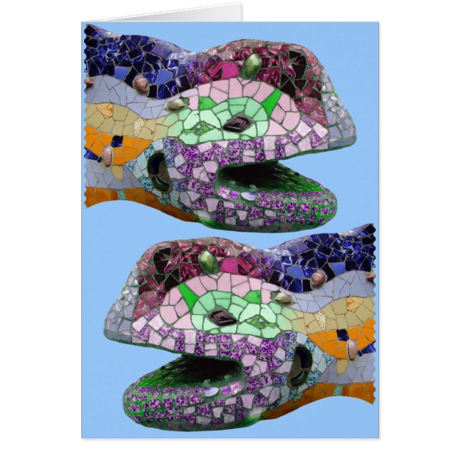 Cartão Mosaicos da cabeça do lagarto de Gaudi (Frente)