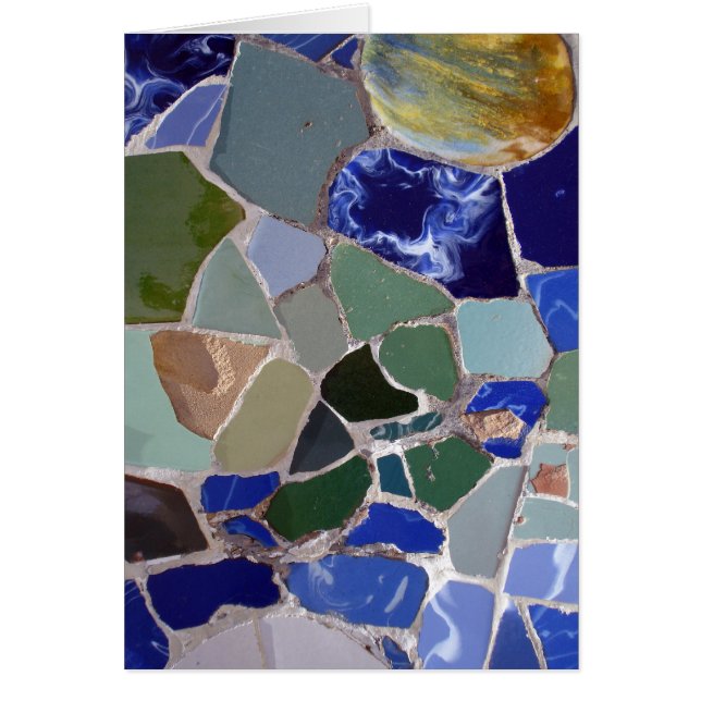 Cartão Mosaicos do azul de Antoni Gaudi (Frente)