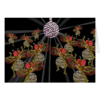 Cartão Moscas de fruta que dançam sob a bola do disco