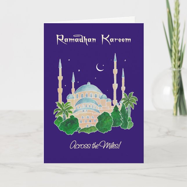 Cartão Mosque by Moonlight 'Across the Miles Ramadan Card (Frente)