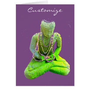 Cartão Mossy Green Buddha Meditando Thunder_Cove