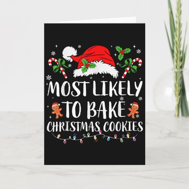 Cartão Most Likely To Bake Christmas Cookies Family Pajam (Frente)