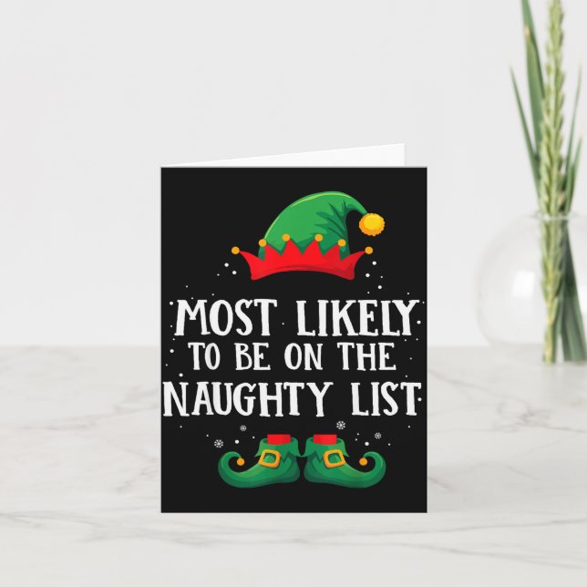 Cartão Most Likely To Be On Naughty List Matching Christm (Frente)
