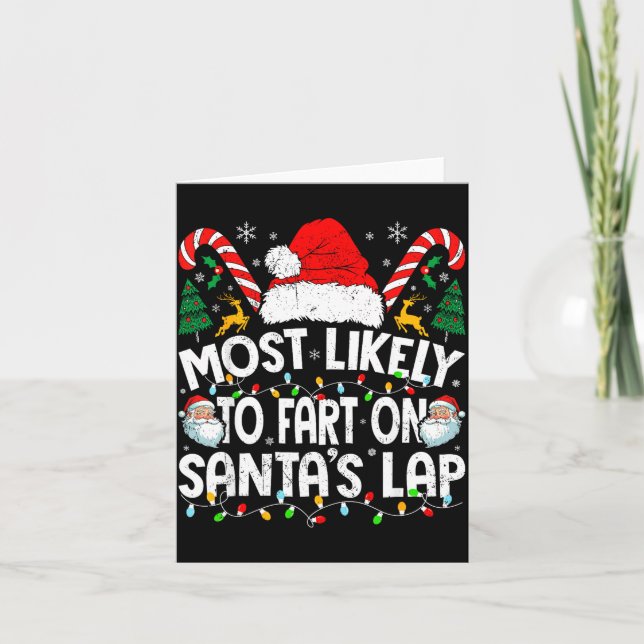 Cartão Most Likely To Fart On Santa’s Lap Family Matching (Frente)
