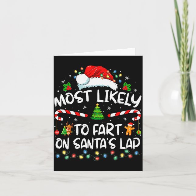Cartão Most Likely To Fart On Santa's Lap Family Christma (Frente)