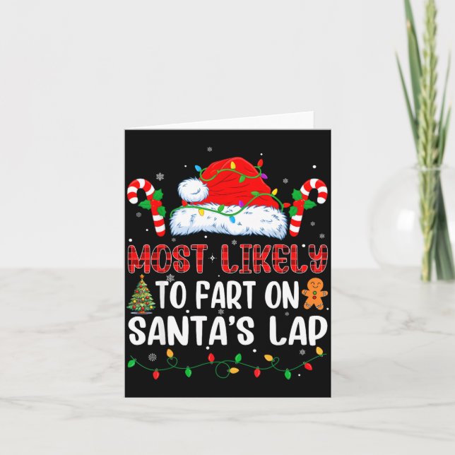 Cartão Most Likely To Fart On Santa's Lap Family Matching (Frente)