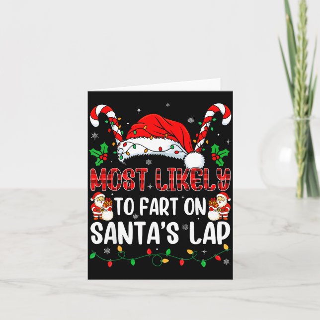 Cartão Most Likely To Fart On Santa's Lap Family Matching (Frente)
