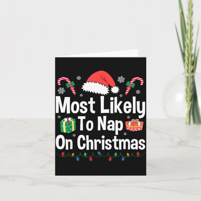 Cartão Most Likely To Nap On Christmas Family Funny Match (Frente)