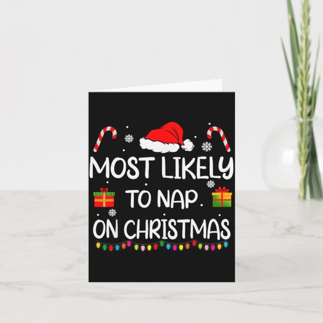 Cartão Most Likely To Nap On Christmas Family Funny Match (Frente)