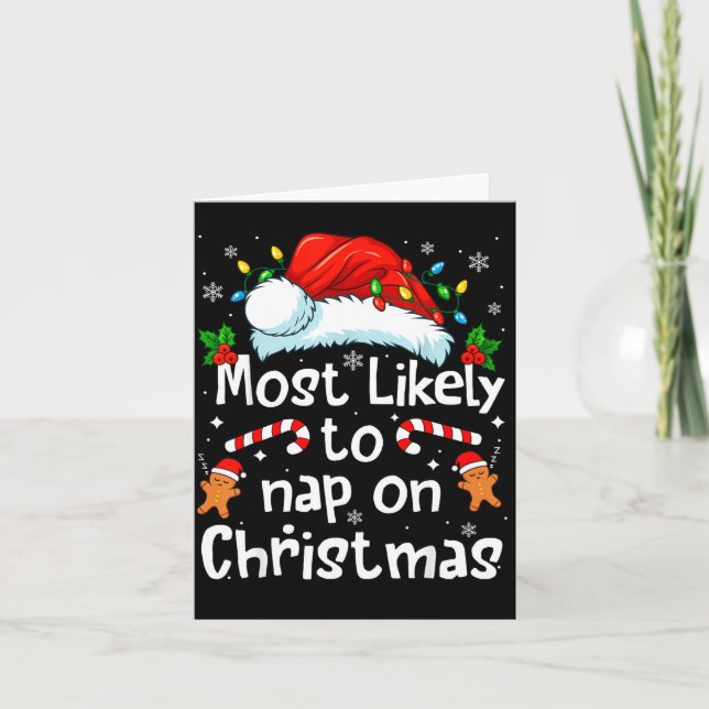 Cartão Most Likely To Nap On Christmas Funny Family Match (Frente)